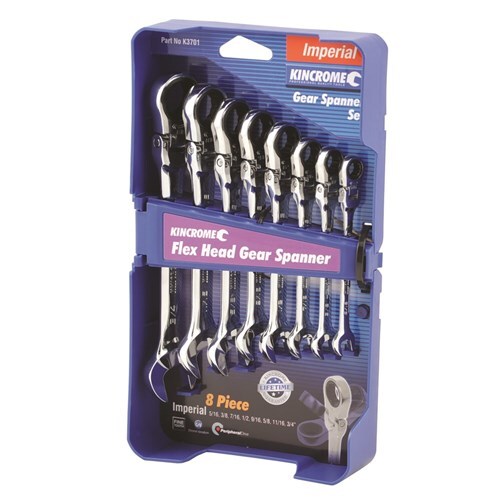 Kincrome Flex Head Gear Spanner Set 8 Piece - Imperial