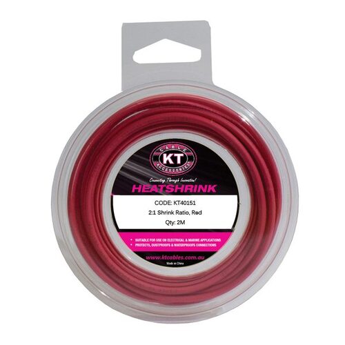 KT Accessories Heat shrink, Mini Spool, 2mm, Red, 2M