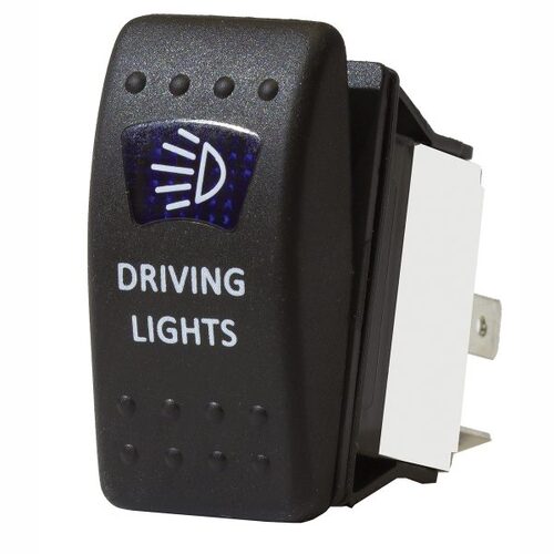 KT Accessories Blue LED 'Driving Light' Sealed Rocker Switch, On/Off, 16Amps at 12V,