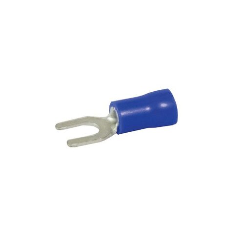 KT Accessories Terminals, Fork, Blue, 4mm, Pack 8