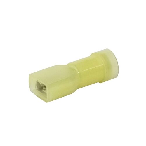 KT Accessories Terminals, Female, Yellow, Fully Insulated, 6.3mm, Nylon, Pack 8