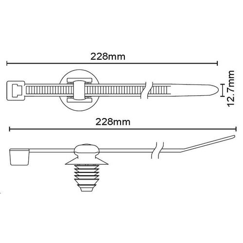 228X12.7Mm Cable Ties [Pkt100] 2 Pce Fixing Tie W/ Fir Tree