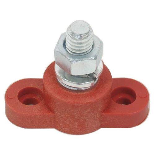 3/8 In 250A Power Post Red Zinc Plated Brass Post Thermoplastic Base