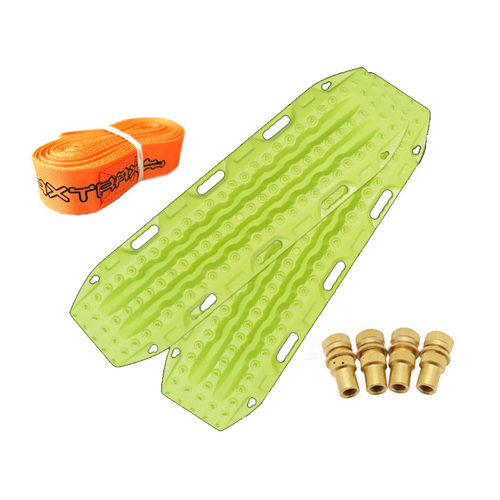 MAXTRAX MKII Lime Green Recovery Tracks With Brass Tyre Deflators