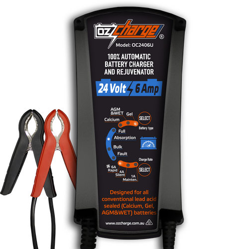 Ozcharge 24V 6 Amp Battery Charger & Maintainer