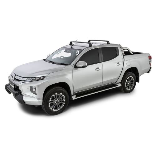 Rhino Rack Vortex Rvp Black 2 Bar Roof Rack For Mitsubishi Triton Gen5 Mq/Mr 4Dr Ute Double Cab 04/15 On