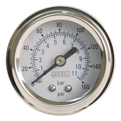 Viair Single needle gauge, 2", 160psi, white face, illuminated