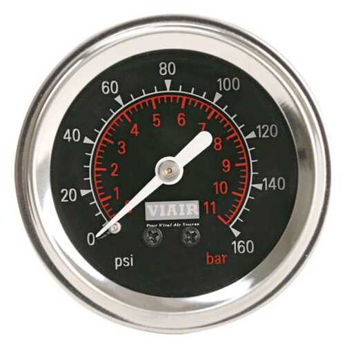 Viair Single needle gauge, 2", 220psi, white face, illuminated