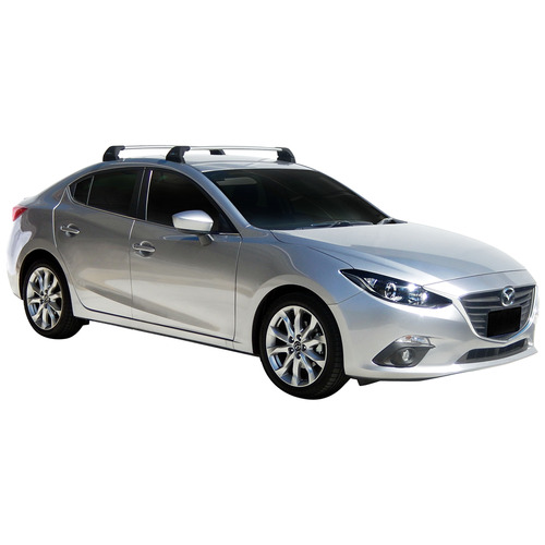 Yakima FlushBar 100 & 105cm Silver Pair (S26Y) To Suit Mazda 3 4dr Sedan /2014-/2016