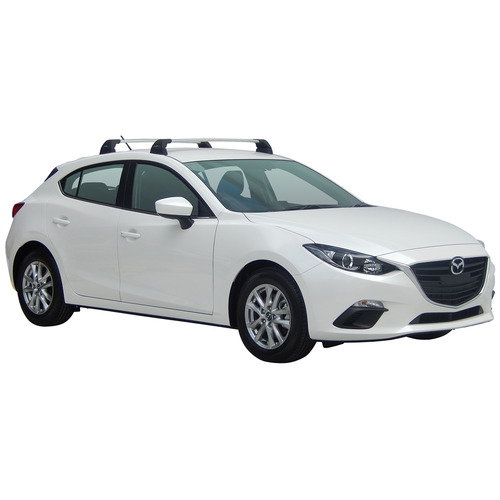 Yakima FlushBar 100 & 105cm Silver Pair (S26Y) To Suit Mazda 3 5dr Hatch /2016-04/2019