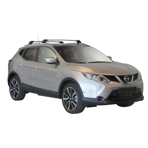 Yakima FlushBar 100 & 105cm Silver Pair (S26Y) To Suit Nissan Qashqai 5dr SUV /2014-/2022