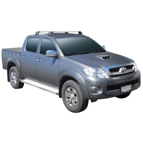 Yakima FlushBar 105cm Silver Pair (S7Y) To Suit Toyota HiLux Double Cab 09/2011-09/2015