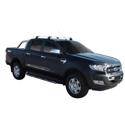 Yakima FlushBar 105cm Silver Pair (S7Y) To Suit Ford Ranger Double Cab 11/2011-06/2022