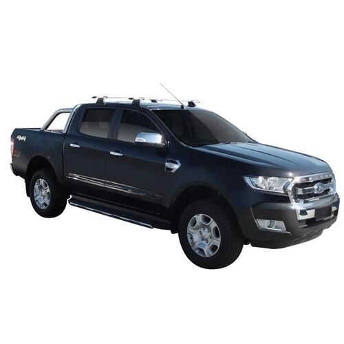 Yakima ThruBar 135cm Silver Pair (S17Y) To Suit Ford Ranger Double Cab 11/2011-06/2022